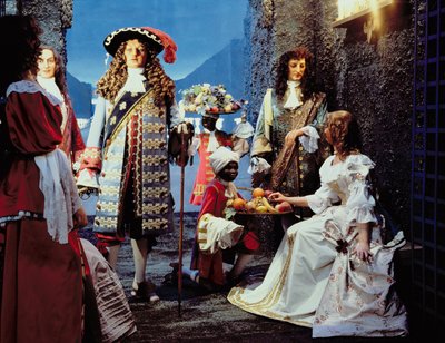 Ludvig XIV (1638-1715) i Versailles (vax) av French School