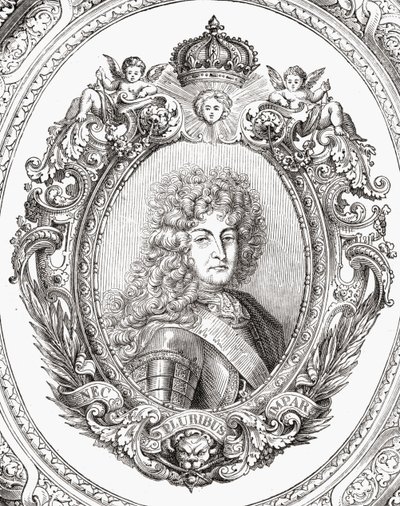 Louis XIV (1638-1715) från "Histoire de la Revolution Francaise" av Louis Blanc (1811-82) av French School
