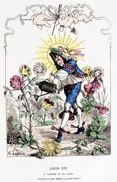 Ludvig XIV förklädd till trädgårdsmästare- i "" Histoire de France Tintamarresque"" av Touchatout av French School