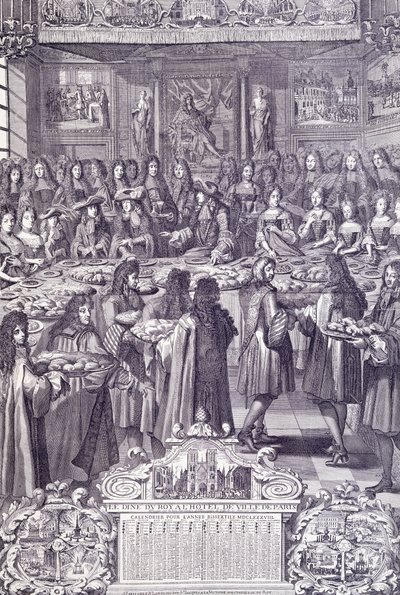 Ludvig XIV, hans folks kärlek och förtjusning, gravyr från Almanacco av French School
