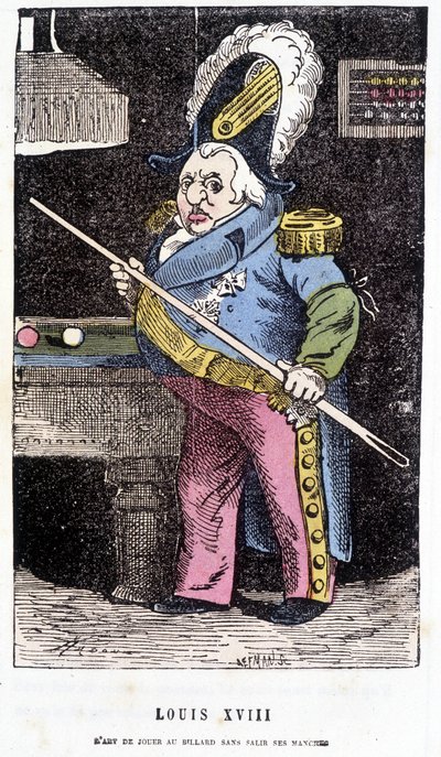 Ludvig XVIII spelar biljard - i "" Histoire de France Tintamarresque"" av Touchatout av French School