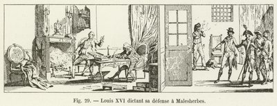 Ludvig XVI dikterar sitt försvar till Malesherbes av French School