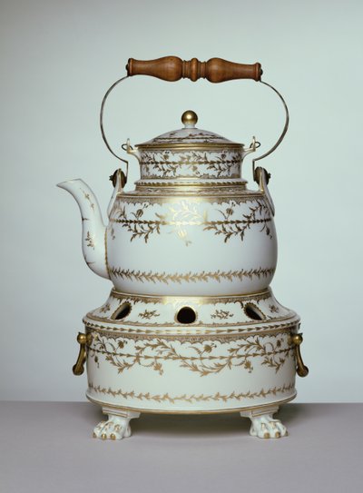 Louis XVI porslins vattenkokare och stativ tillverkade i Paris, ca 1775-91 (porslin) av French School