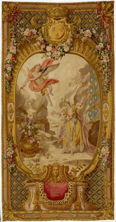 Louis XV Gobelins gobeläng från serien "Scenes d"Opera, de Tragedie et de Comedie", från den andra vävningen 1761-64 av French School