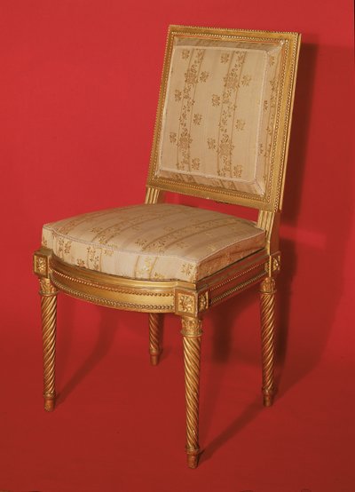 Stol i Louis XV-stil (förgyllt trä och siden) av French School