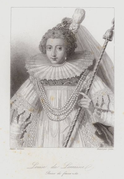 Louise av Lorraine, drottning gemål av Henrik III av Frankrike (gravyr) av French School