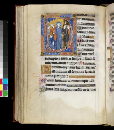 MS 300 f.191v, Mocking of Christ with Jesus, omgiven av plågoande, inklusive två män i judiska mössor, från Isabellas Psalter and Hours of France, Paris, c.1265-70 (penna & bläck och tempera på pergament) av French School