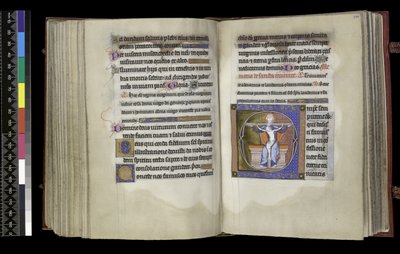 MS 300 f.197v-198r, Rösträtt till treenigheten, från Isabellas psalter och timmar, Paris, ca 1265-70 (penna & bläck och tempera på pergament) av French School