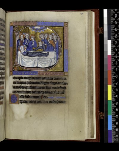 MS 300 f.281r, Samlar, predikningar och lektioner för antagandet, från Isabellas psaltare och timmar av Frankrike, Paris, c.1265-70 (penna & bläck och tempera på pergament) av French School