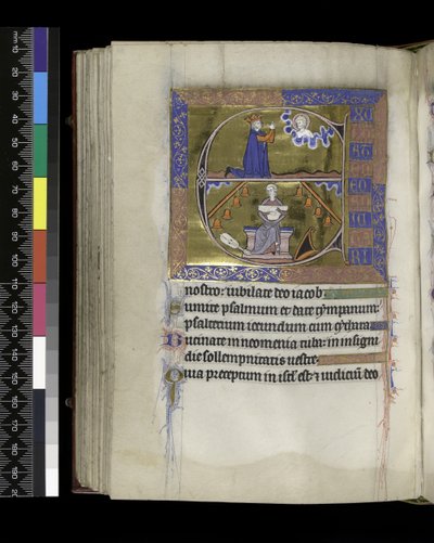 MS 300 f.89v, David ber till Gud av French School