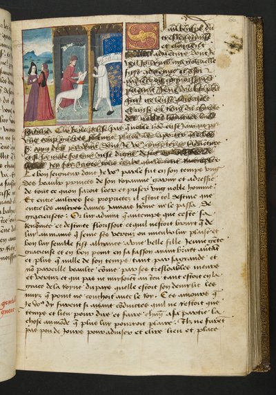 MS Hunter 252 066r Sida från Hundred New News, c.1461-62 av French School