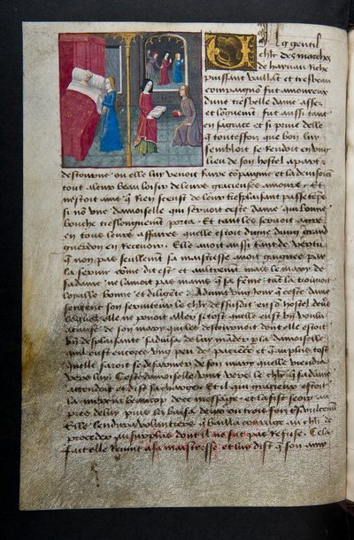 MS Hunter 252 095v Sida från Hundred New News, c.1461-62 av French School