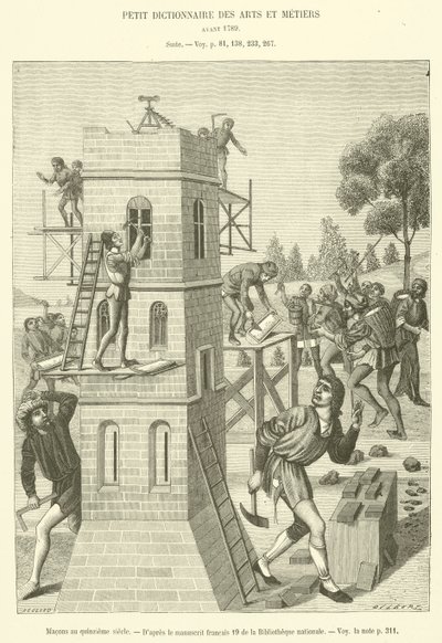 Murare på 1400-talet (gravyr) av French School