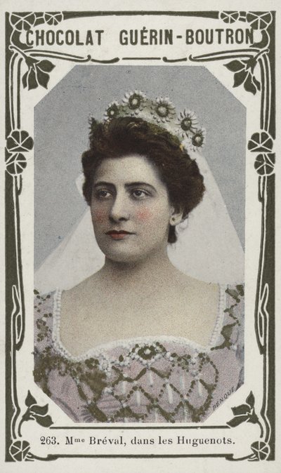 Madame Breval, i Les Huguenots (färgat foto) av French School