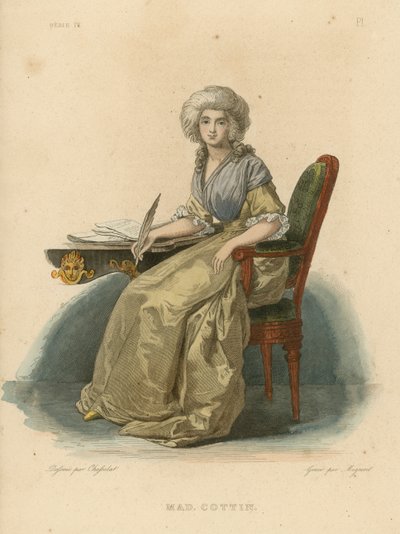 Madame Cottin (färgad gravyr) av French School