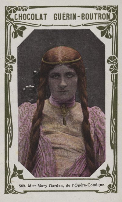 Madame Mary Garden, från Opera-Comique (färgad bild) av French School