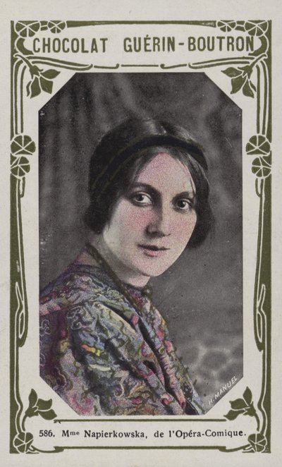 Madame Napierkowska, från Opera-Comique (färgad bild) av French School