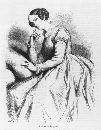 Madame de Bargeton, illustration från "Les Illusions perdues" av Honore de Balzac av French School