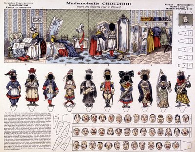 Mademoiselle Chouchou - Prova kostymer för karneval: förvandlingar. 1800-talet. av French School