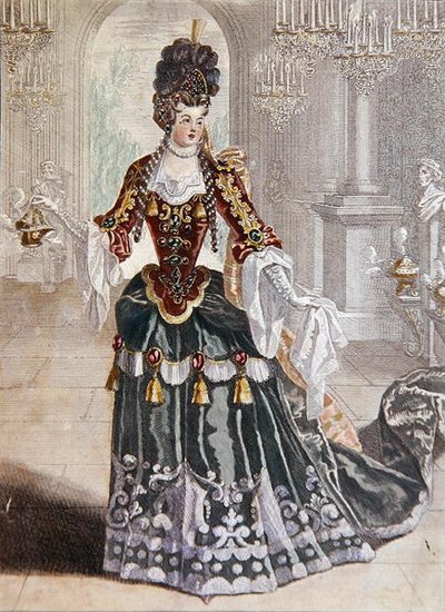 Mademoiselle Desmatins i rollen som Psyche i Lullys opera, ca 1703 (färgstick) av French School