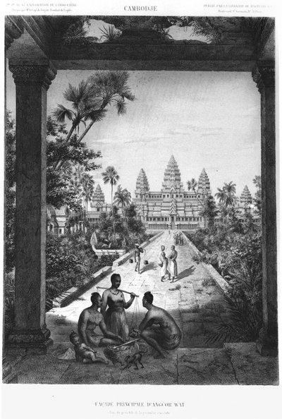 Huvudfasaden av Angkor Wat, illustration från Atlas du voyage d