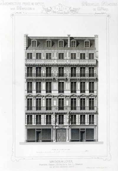 Hus att hyra, nr 3 Rue de la Paix, Paris; Privat arkitektur på C19th av French School