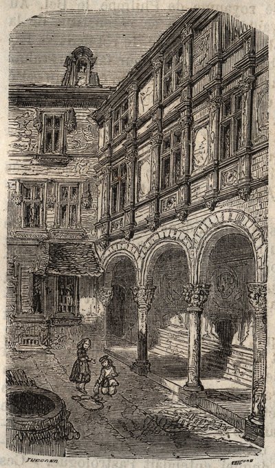 Huset sägs vara Agnes Sorel eller Hotel Euverte-Hatte (1524) i Orleans - gravyr i "Histoire de France" av Victor Duruy (1811-1894) - 1882 av French School