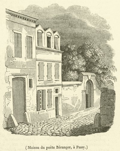Poeten Berangers hus, vid Passy (gravyr) av French School