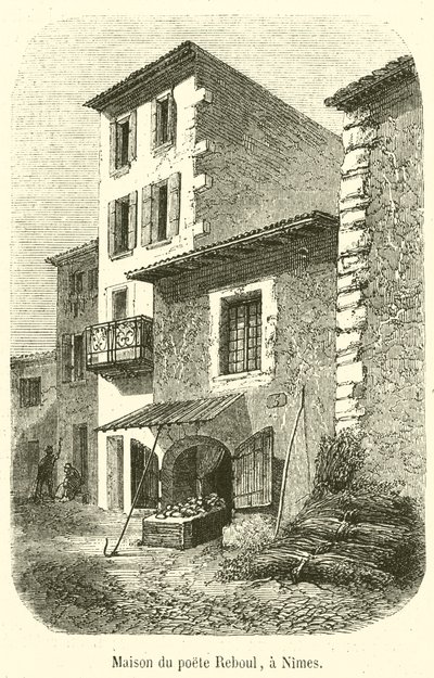 Poeten Rebouls hus, i Nimes (gravyr) av French School