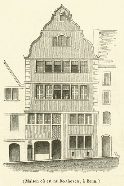 Maison ou est ne Beethoven, a Bonn (gravyr) av French School