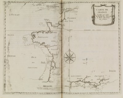 Karta över Frankrike, ca 1693 (tryck) av French School
