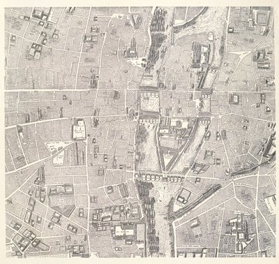 Karta över Paris som visar Île de la Cité, från The Atlas of Paris av Jean de la Caille, 1714 av French School