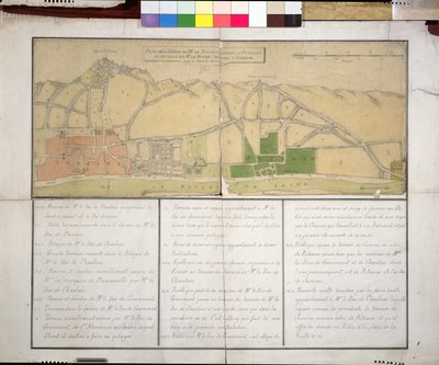 Karta som visar Chateau de Puteaux, 1722 (wc på papper) av French School