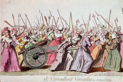 March of the Women on Versailles, Paris, 5 oktober 1789 (gravyr) av French School