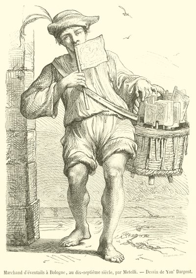 Fläkthandlare i Bologna, 1600-talet (gravyr) av French School