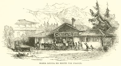 Maria louisa på väg till Frankrike (gravyr) av French School