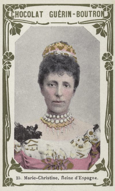 Marie-Christine, Reine dEspagne (färgad bild) av French School