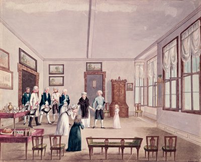Marie-Therese-Charlotte de Bourbon, Madame Royale, träffar sina kusiner kejsar Francis II av Österrike och hans hustru Maria Teresa i Wien efter hennes frigivning 1795 från fängelset i Paris, ca 1796 (wc) av French School