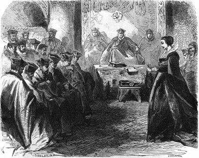 Marie Stuart (1542 = 1587) under sin dom 1587. I ”” Histoire de la France””, gravyr från 1800-talet. av French School