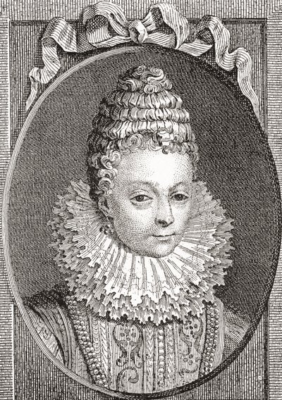 Marie de Médicis, 1575 1642. Drottningkonsort av Frankrike, som andra hustru till kung Henrik IV av Frankrike. Från Les Heures Libres publicerad 1908. av French School
