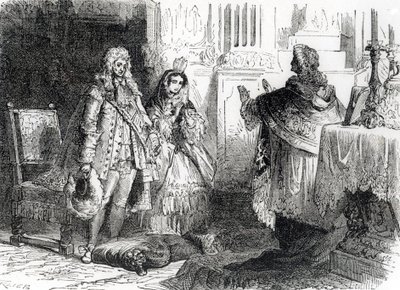 Giftermål mellan Ludvig XIV och Madame de Maintenon av French School