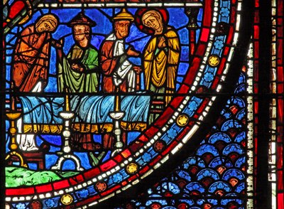 Maria Magdalenas fönster: Maria vid Lasarus död (w46) av French School