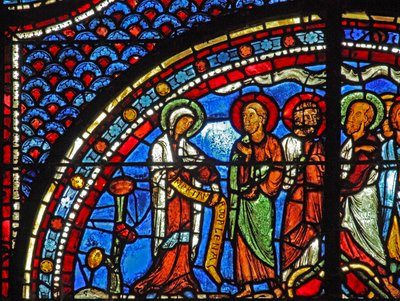 Maria Magdalenas fönster: Maria berättar för lärjungarna om uppståndelsen (w46) av French School