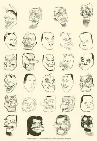 Japanska masker (gravyr) av French School