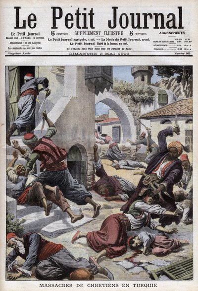 Massaker av kristna i Turkiet: massaker på 30 000 armenier i staden Adana (Kilicien) (1 april av French School