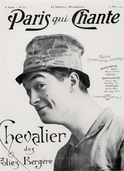 Maurice Chevalier, ur "Paris qui Chante", 30 mars 1910 (litografi) av French School