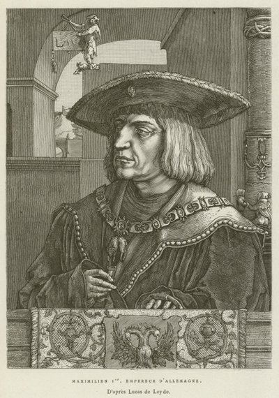 Maximilian I, kejsare av Tyskland (gravyr) av French School