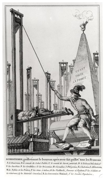 Maximilien de Robespierre (1758-94) Avrättning av bödeln av French School