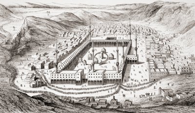 Mecka, Saudiarabien, från Ancient and Modern Universal History, publicerad i Strasbourg c.1860 (gravyr) av French School