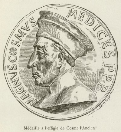 Medalj med bilden av Cosmo den äldre (gravyr) av French School